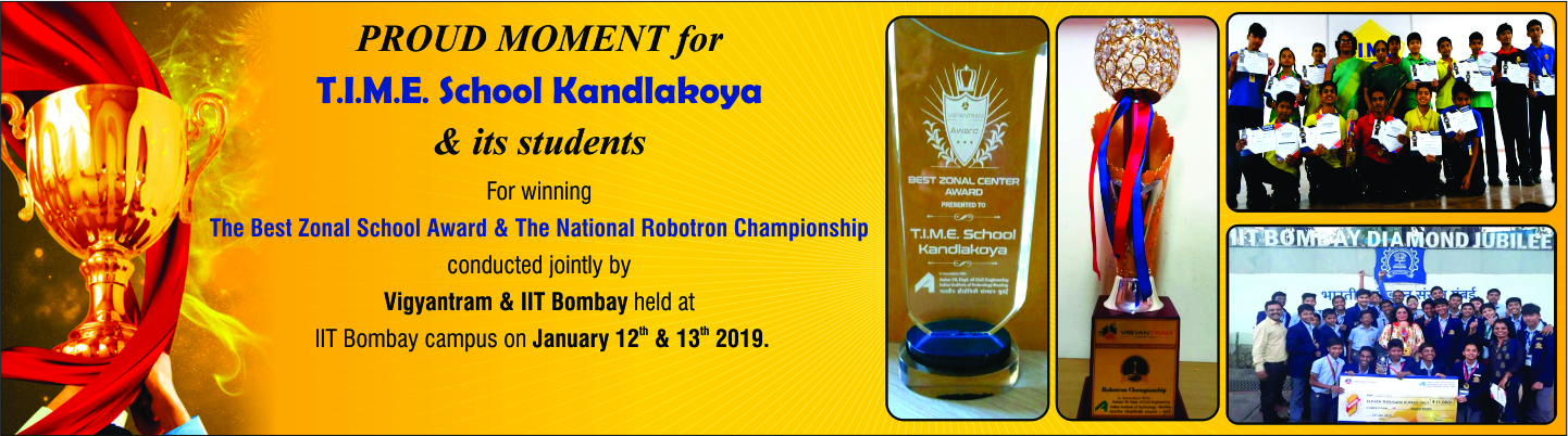 T.I.M.E. School Kandlakoya, Hyderabad Team Wins National Robotron Championship